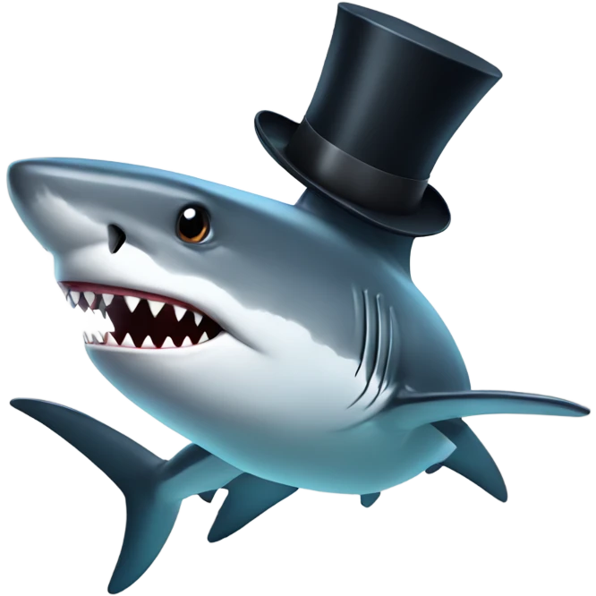 Shark with a top hat emoji