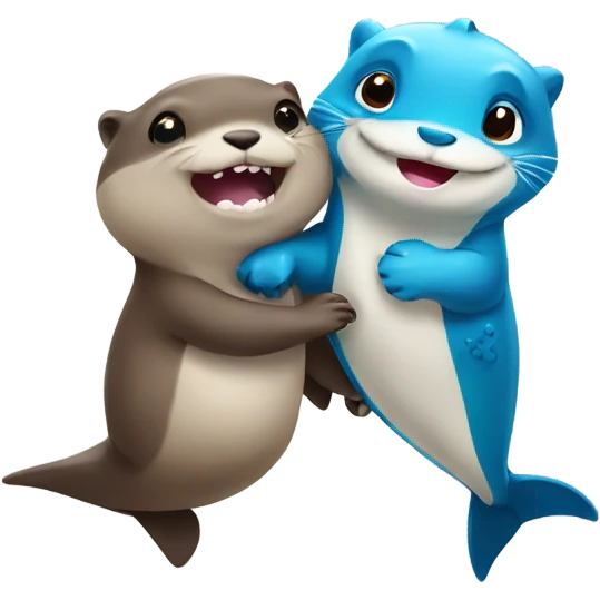 Otter and baby shark holding hands emoji