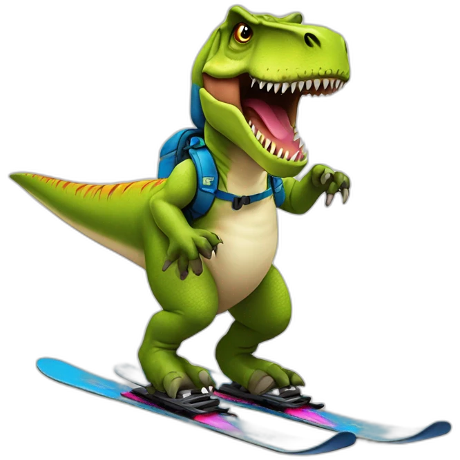 T-Rex sur des skis emoji