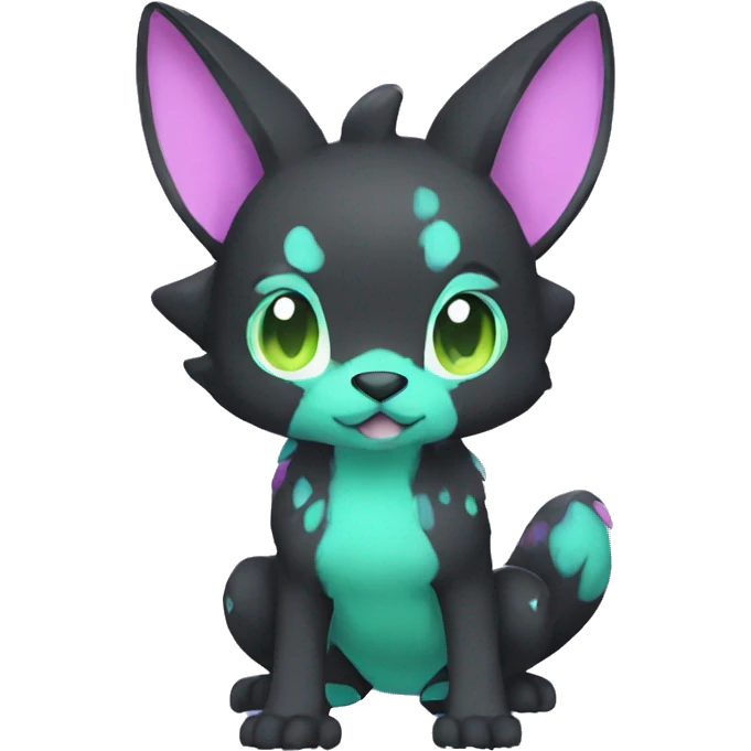 Cute cool black green blue purple pink animal hybrid Fakemon full body emoji