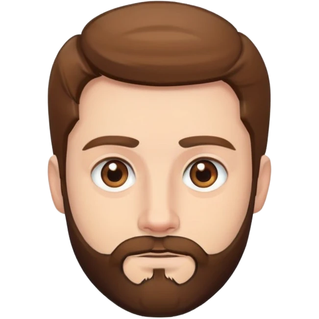 white man with brown hair and beard and hazel eyes wearing black emoji