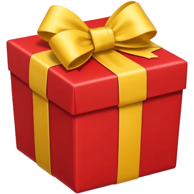 коробка с подарком красного цвета и с желтым бантом emoji