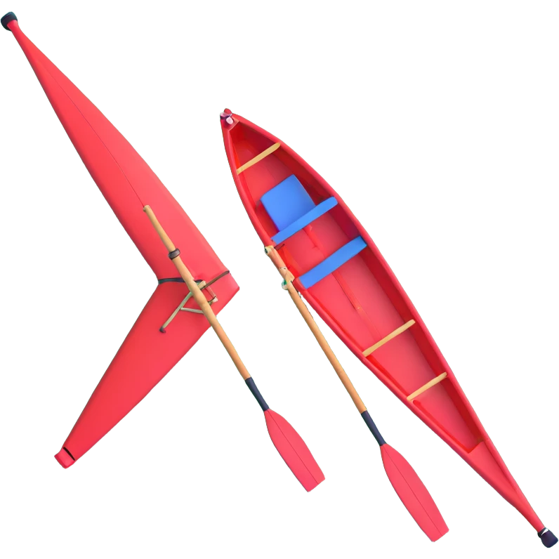 red single-person Olympic rowing boat, top view emoji