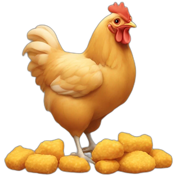 Un poulet qui mange un nugget emoji