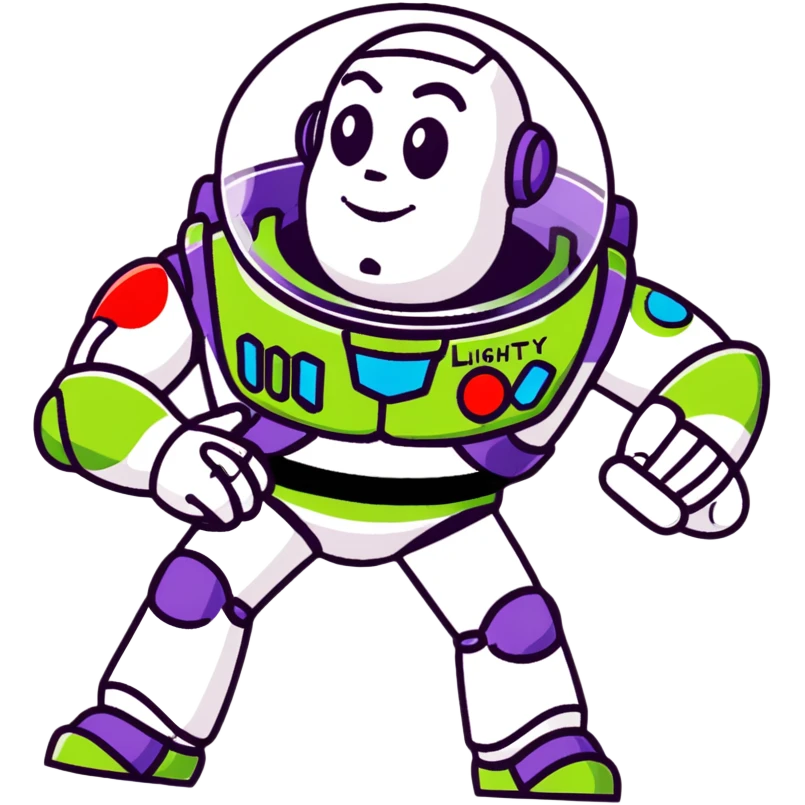 Buzz Lightyear character with a red stop sign above him emoji