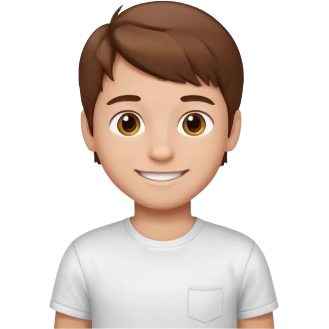 boy with brown hair in white T-shirt emoji