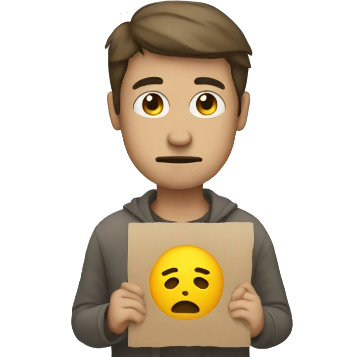 sad man holding sign emoji