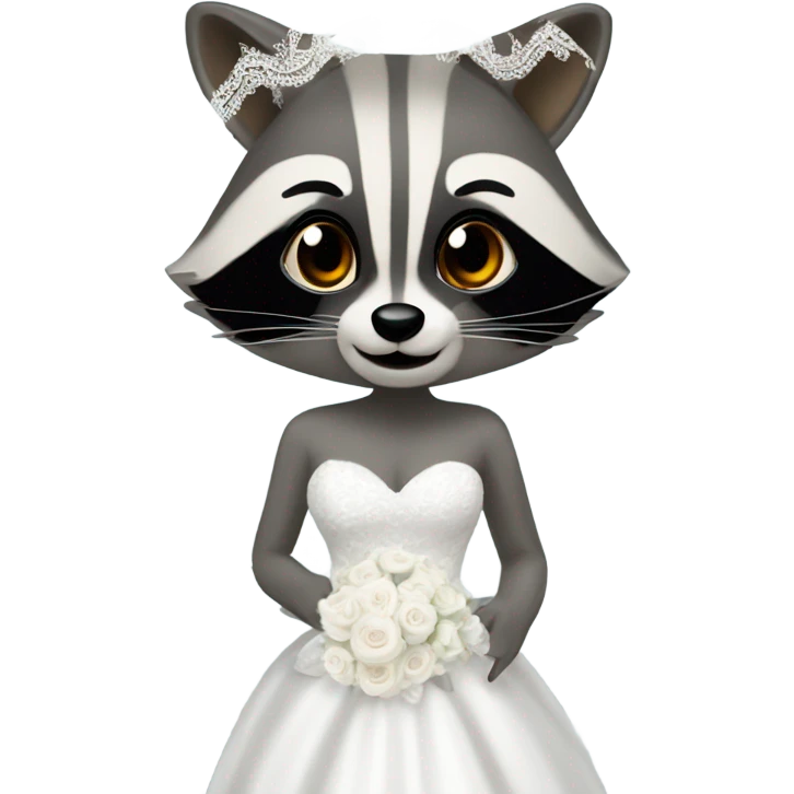 Raccoon wearing wedding dress  emoji