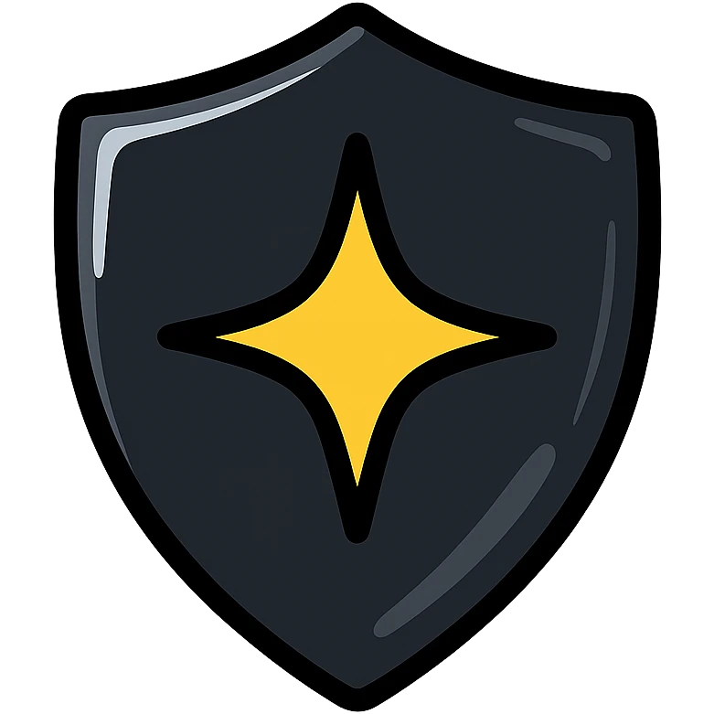 small bright star icon on glossy black surface of a high-end vehicle, main color glossy black, subtle reflections, emphasis on mirror-like shine, modern and clean, not overloaded emoji
