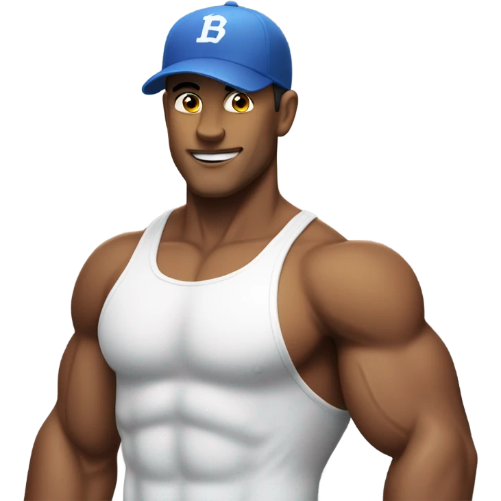 White guy  with 6 pack abs and a baseball cap  emoji