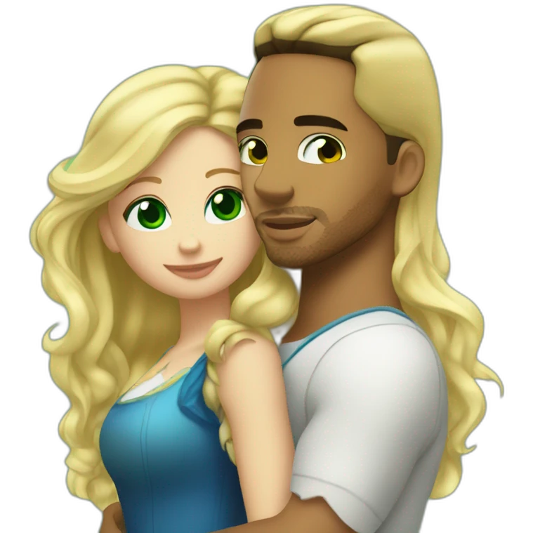 Romeo santos and blond girl green eyes hugging emoji