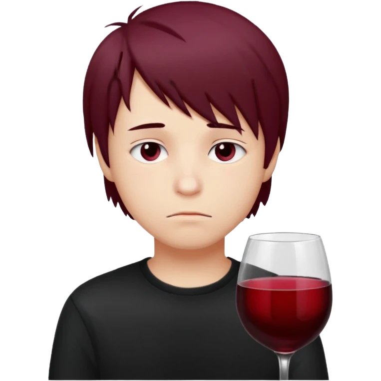 Bebendo vinho emo adolescente masculino com o rosto triste emoji