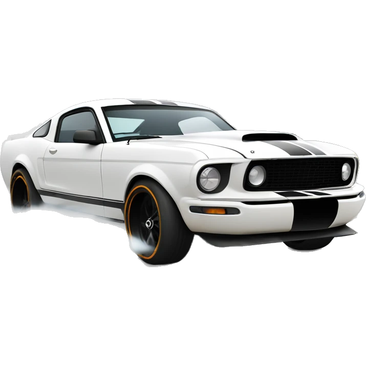 white mustang sports car emoji doing a burnout emoji