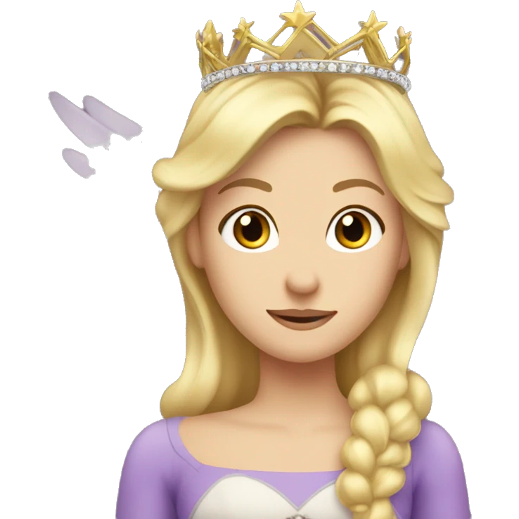 Caucasian, blonde princess wearing princess crown that does not look like a halo in a purple dress and she has angel wings  emoji