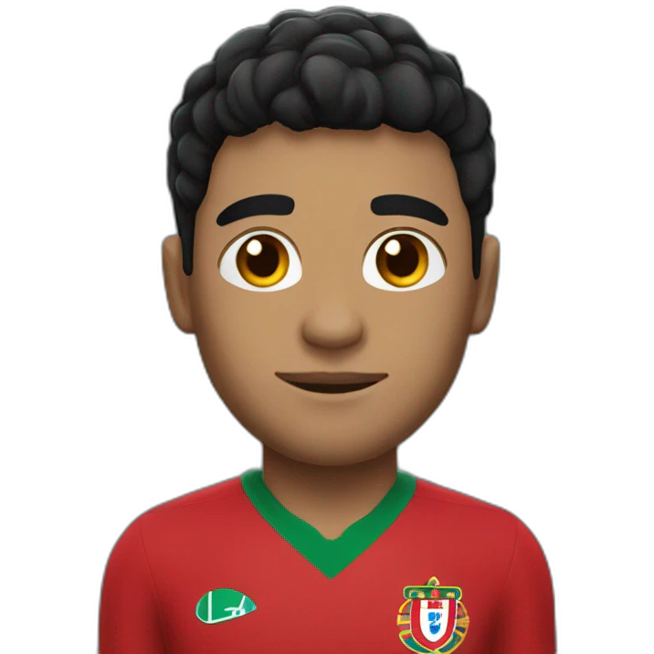 A man with black hair wearing a Portugal team uniform emoji