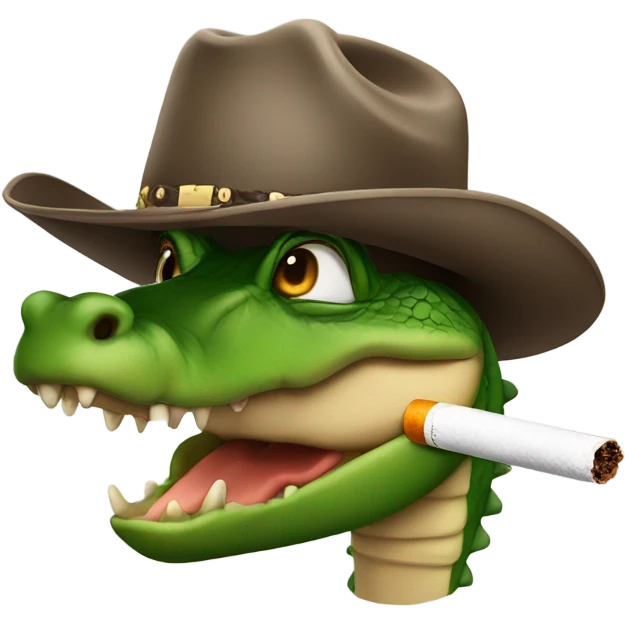 Alligator wearing cowboy hat and cigarette  emoji
