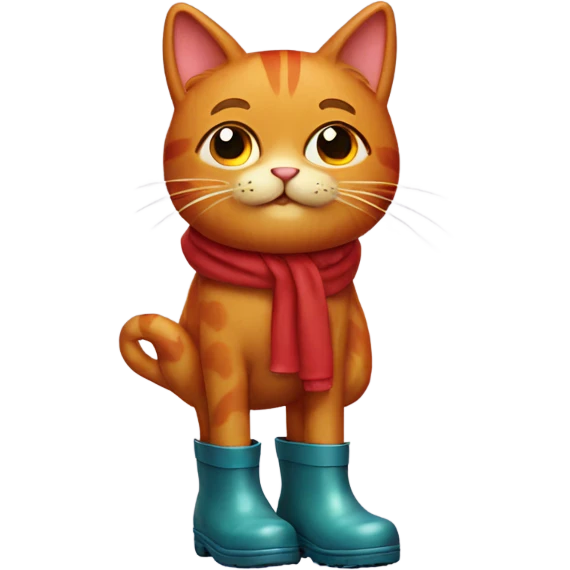 red cat wearing rain boots emoji