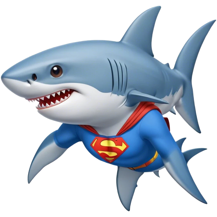 Shark wearing Superman polo ￼ emoji
