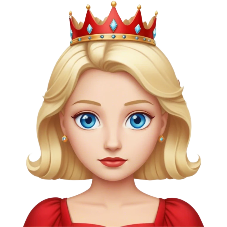 blonde queen blue eyes, red dress emoji