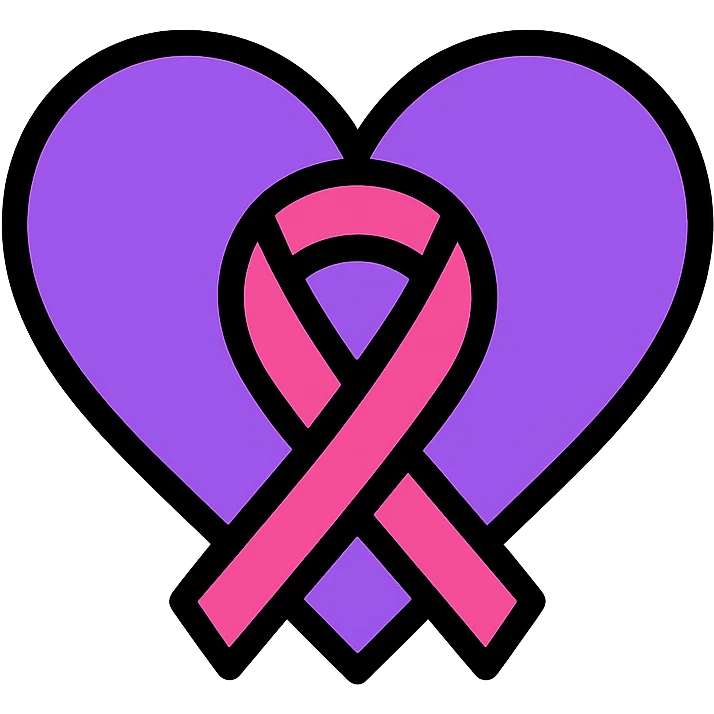 purple heart with a ribbon, color outline icon style emoji