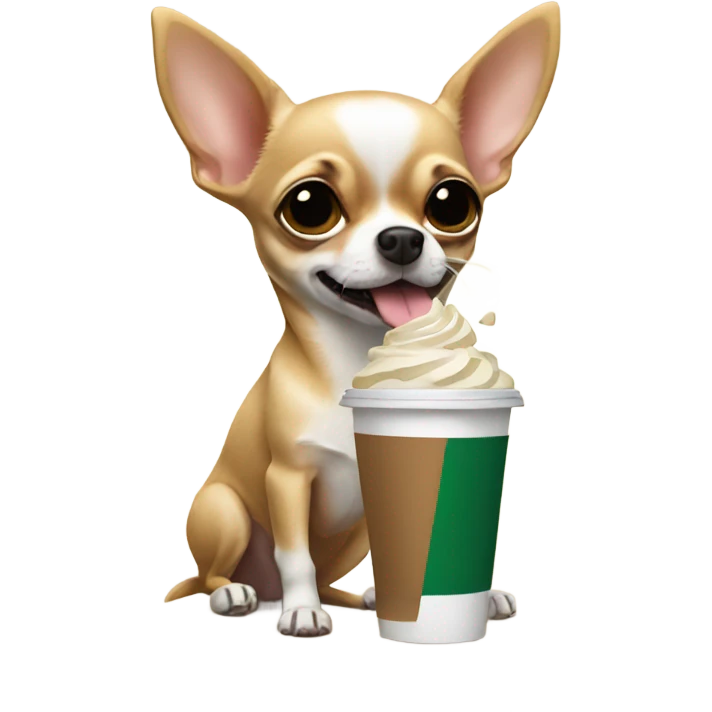 Chihuahua drinking Starbucks  emoji