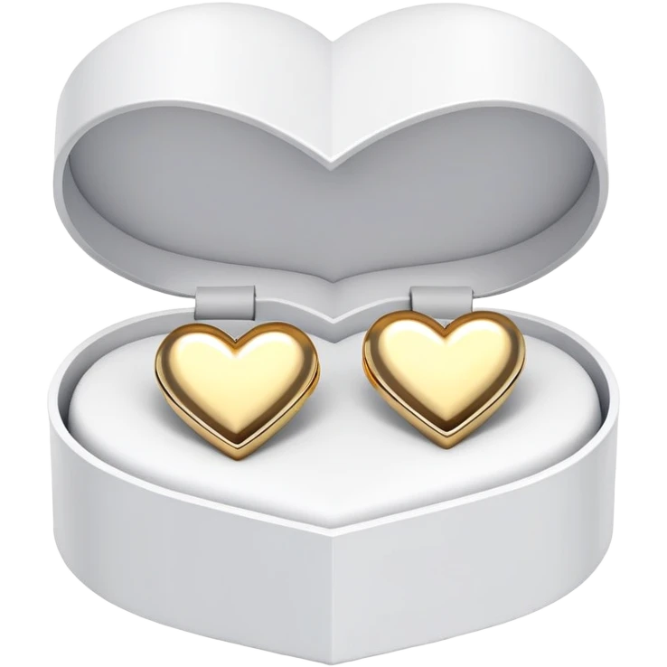 Gold heart earrings in a box opened to the right side emoji