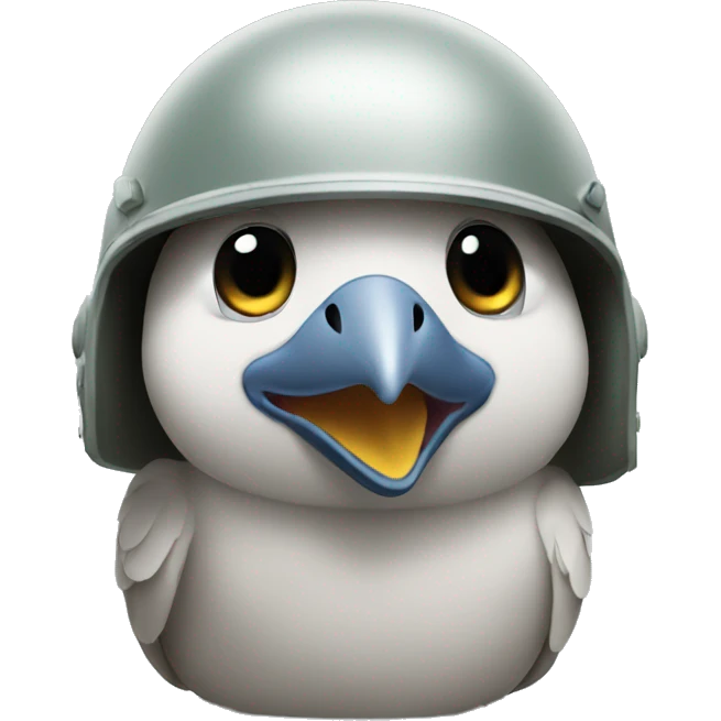 Dove crying wearing army helmet  emoji