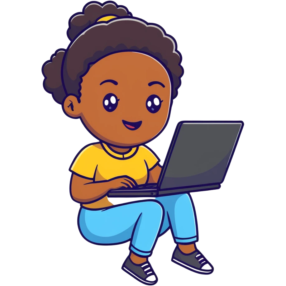 black woman coding with cheerful expression emoji