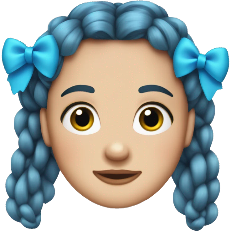 head Dorothy from wizard of oz with two blue hair bows on each braid emoji