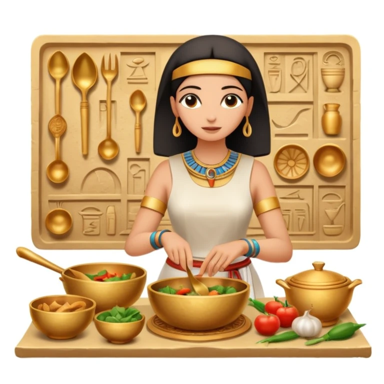 ancient Egyptian cooking scene in hieroglyphic style emoji