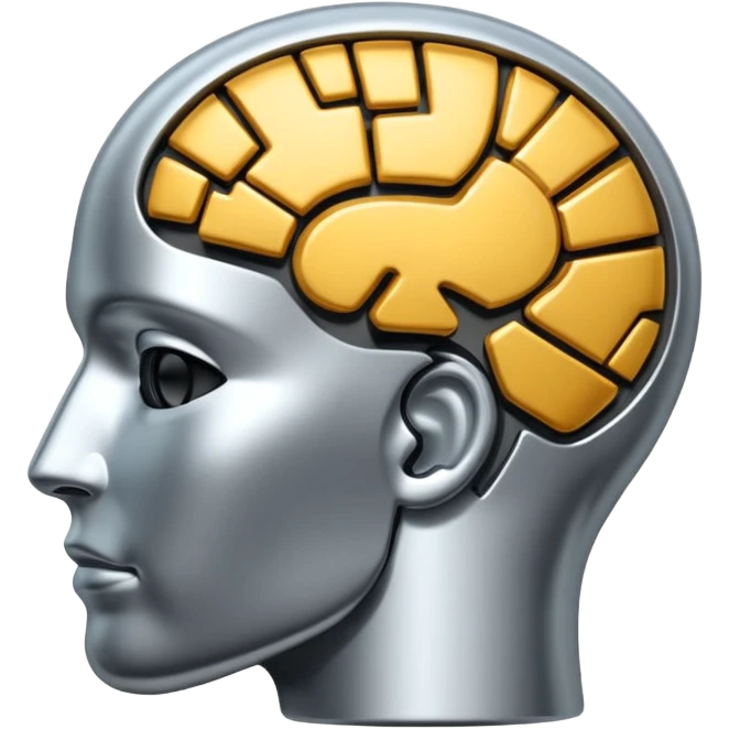 write "AI" with symbol of psychology  emoji