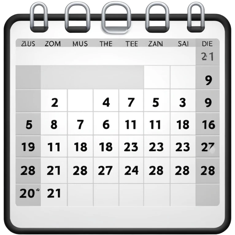 white and black calender emoji