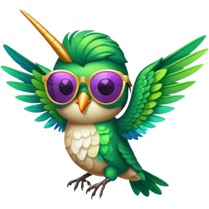 green hummingbird with sunglasses emoji