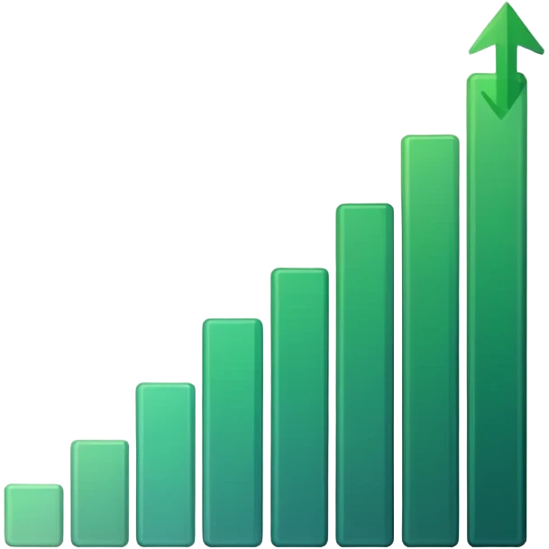 green bar chart decreasing with arrow emoji