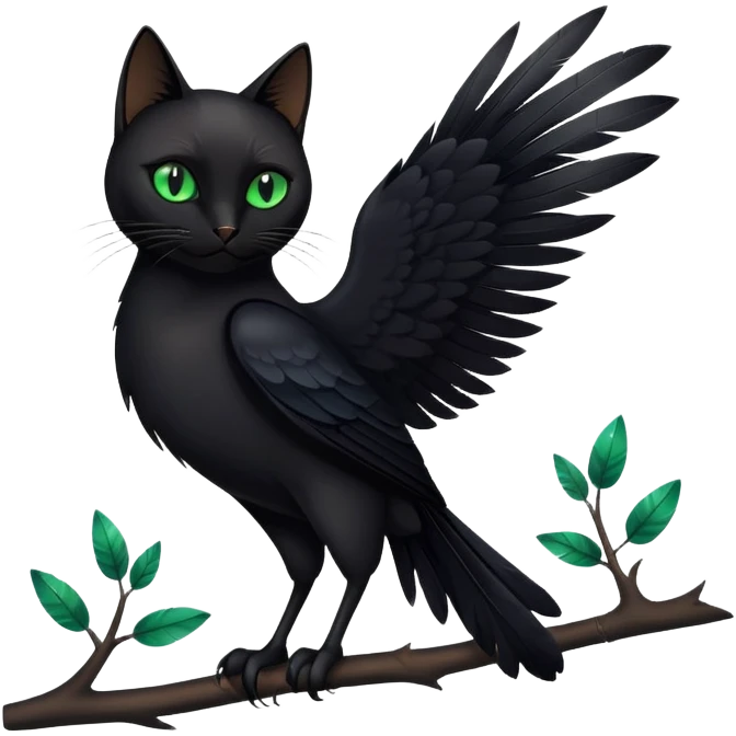 Black cat with a crow emoji