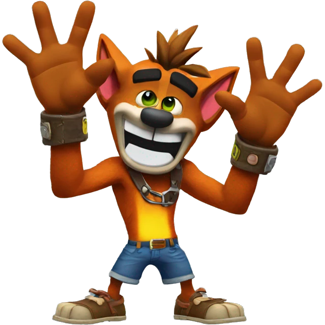 Crash bandicoot waving hello emoji