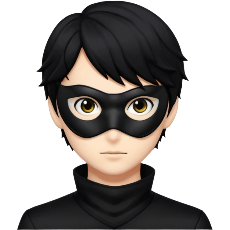Akira persona 5 in a sleek black mask, playful eyes showing emoji
