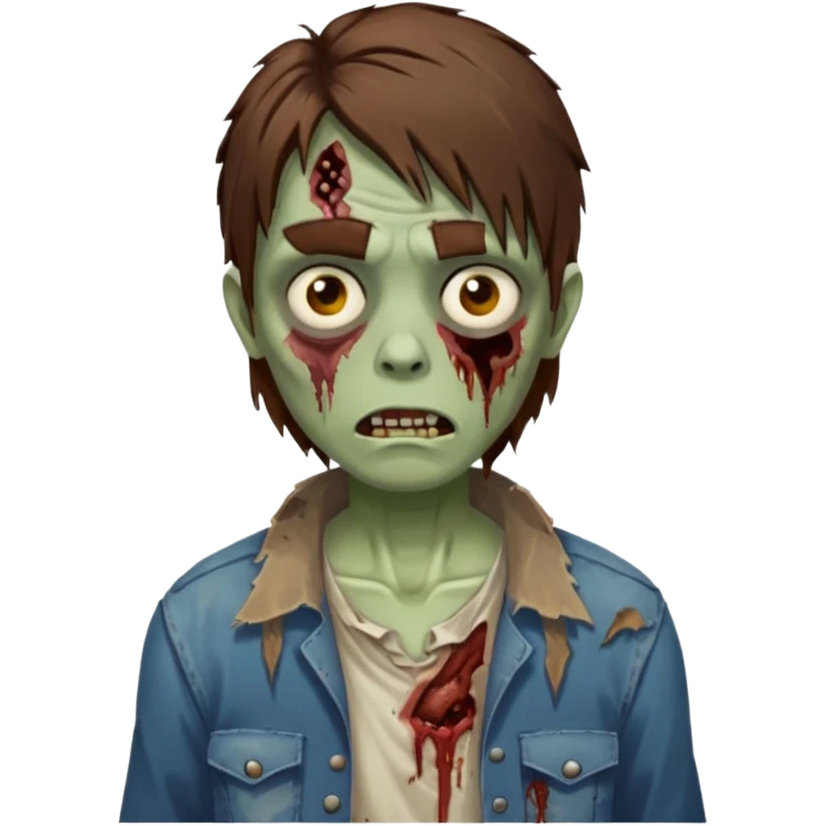 Zombie with lil bit curly medium brown hairi emoji