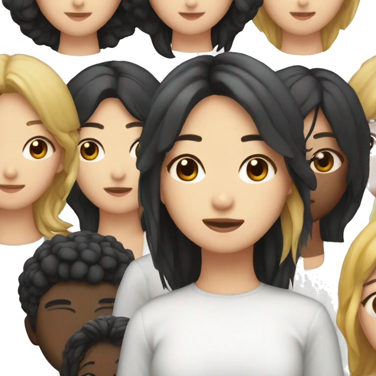 Chica coreana con pelo negro de un grupo de K-pop  emoji