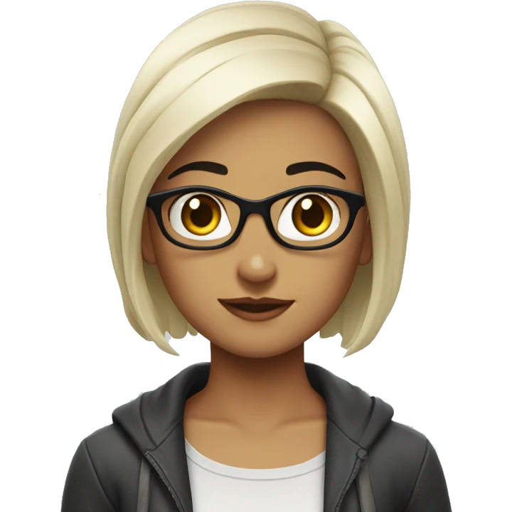 Pretty girl extremely extremely nerd short black hair emoji