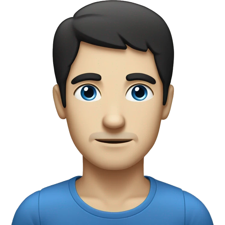 man with black hair and blue eyes thinking about the square root of three emoji