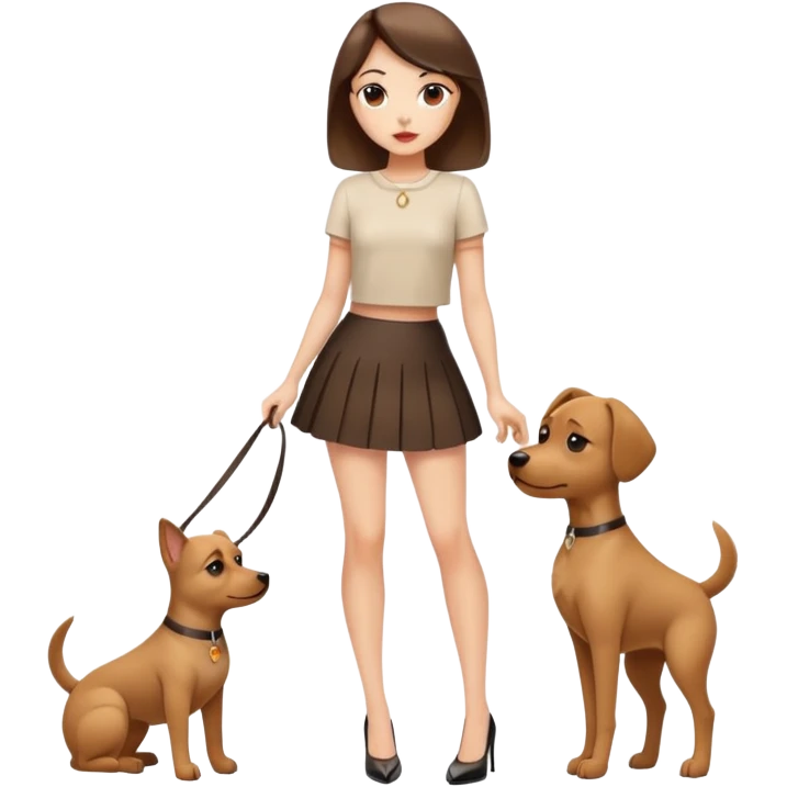 Girl dressed like a dog and in short lashes skirt and short top and heels emoji