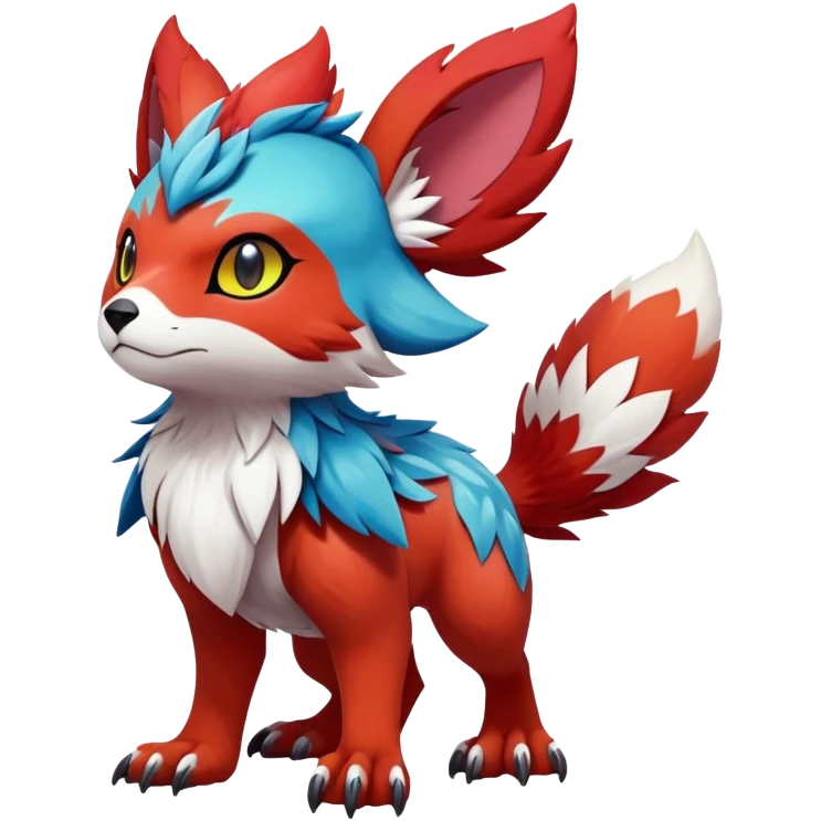 cool Falvie-Fionbri-fantasy-creature-Fakémon-Pokémon, full body, with markings emoji