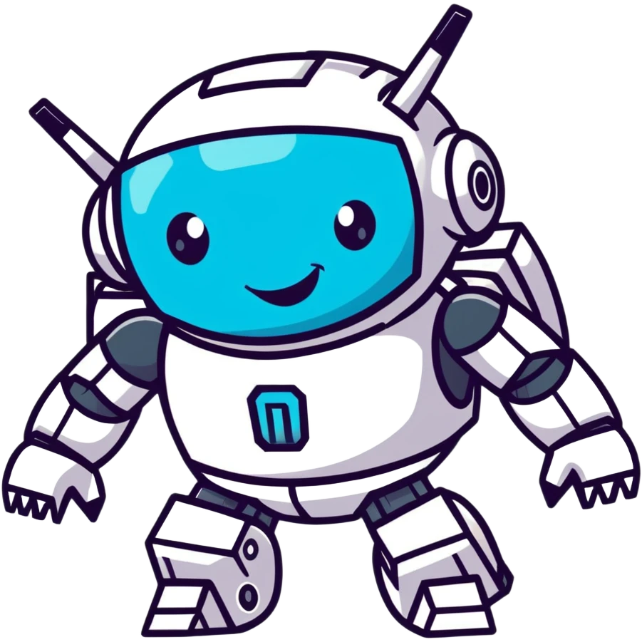 futuristic transformer robot with a big grin laughing emoji