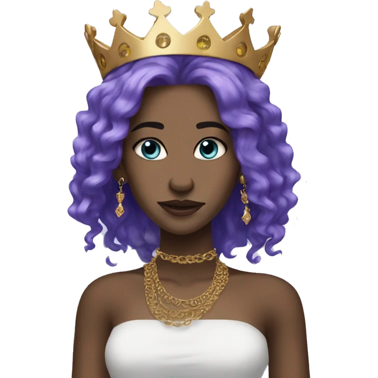 queen white skin long purple hair facial piercings blue eyes  emoji