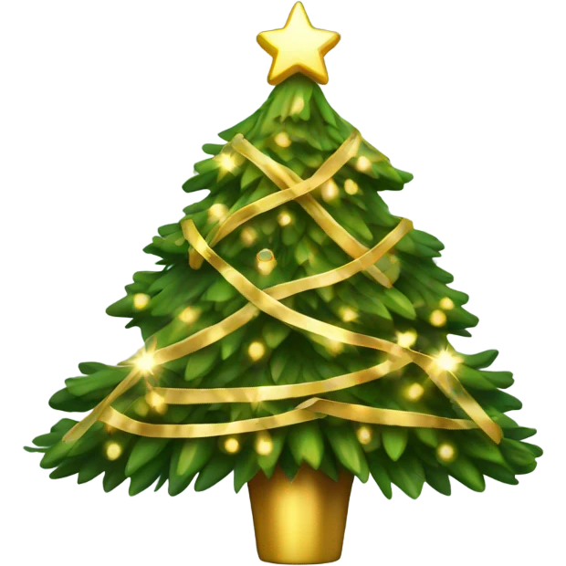 Christmas tree with light golden decoration  emoji