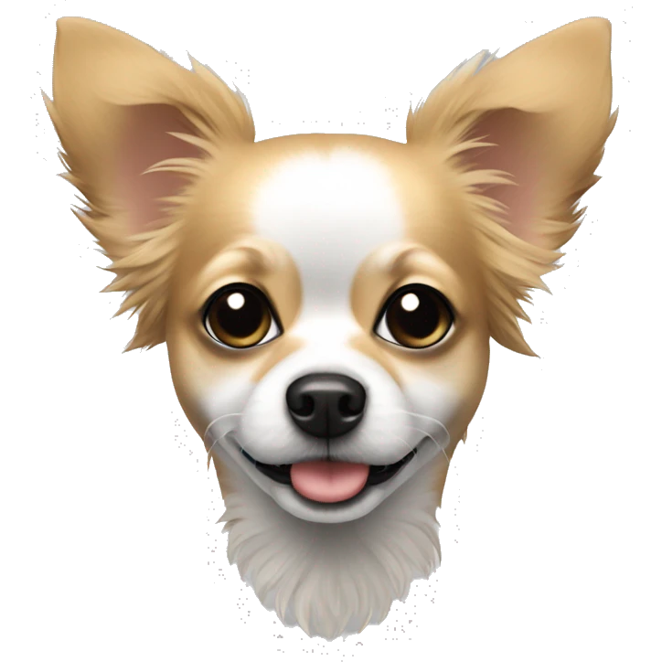 Fluffy chihuahua mix dog black and white emoji