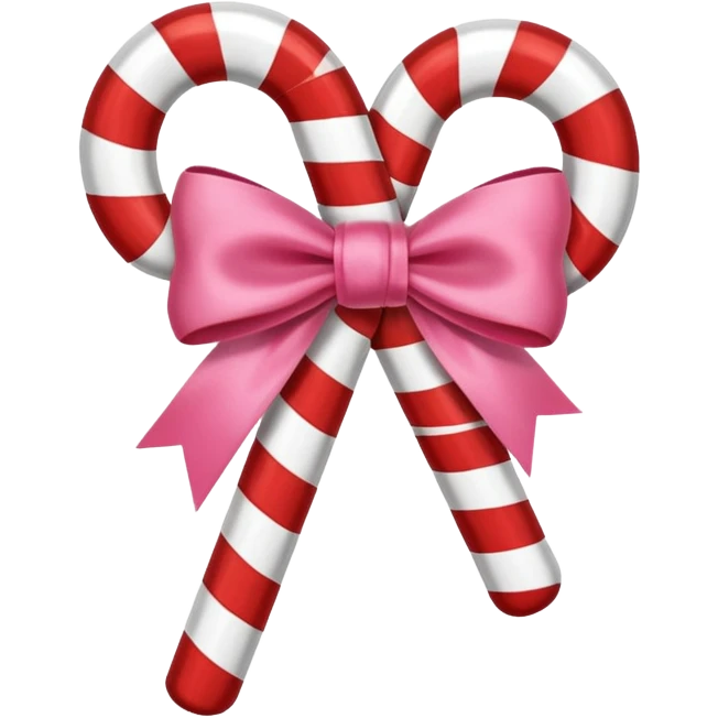 candy cane with little pink bow emoji