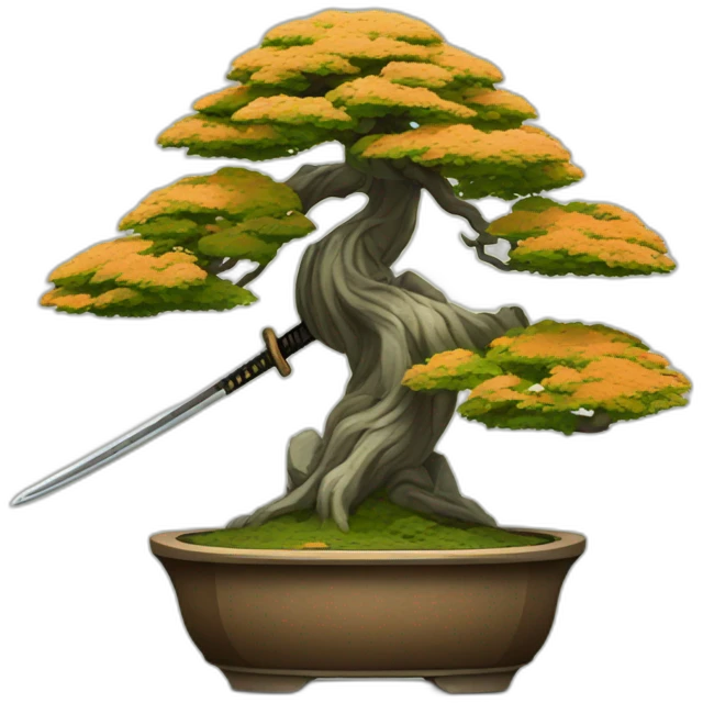 Bonsai-with-katana-sword emoji