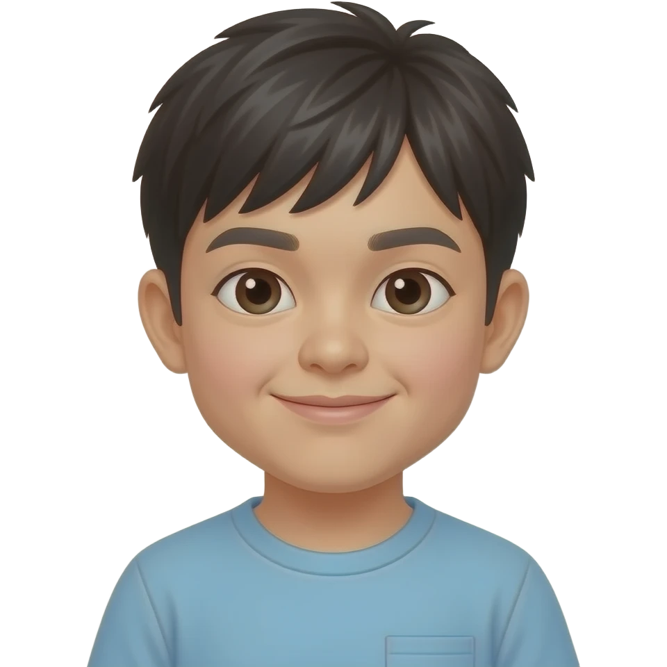 Korean boy with down syndrome slanted eyes emoji